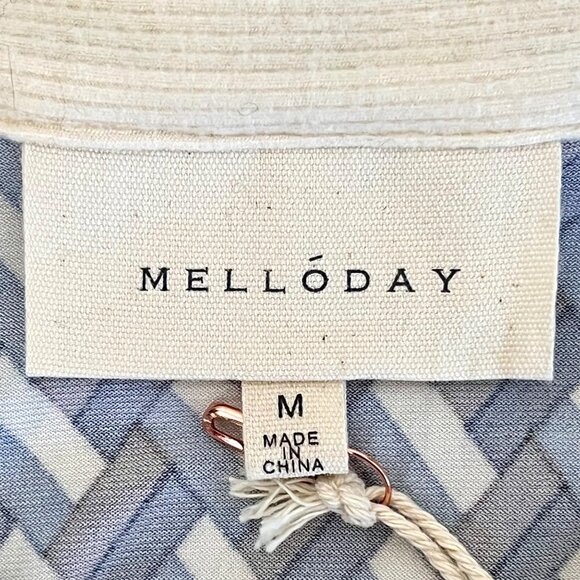 New Melloday Long Sleeve Button-Down Geometric Knit Shirt Dual-Color Collar - Picture 4 of 13